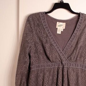 Nurture Gray Lace Knit Dress